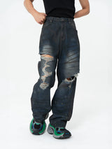 Black Ripped Distressed Wide Leg Jeans