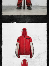 Skeleton Color Block Tie-Dye Zip Hoodie