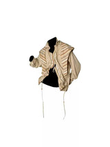 Water-Washed Beaded Pleated Detachable Hooded Shirt