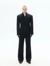 Loose Black Double-breasted Tailored Blazer