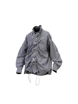 Asymmetric Plaid Puff Sleeve Shirt