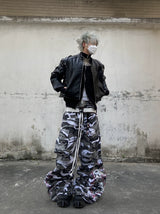 Washed Distressed Camo Cargo Pants