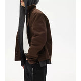 Two-Tone Cropped Lace Pocket Magnetic Jacket