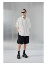 Bark Textured Cuban Collar Casual Shirt