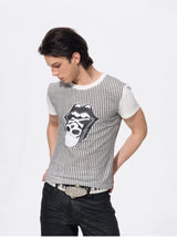 Men's Skull Print Plaid Tees