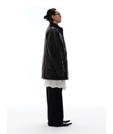 Men's Waist-cinched Mid-length Goatskin Jacket