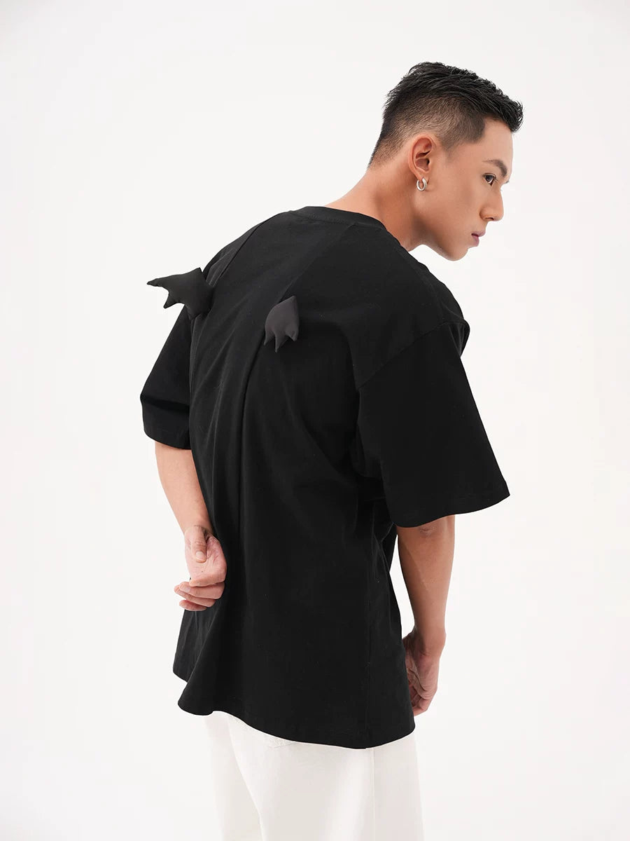 Black Sequin Devil Wing Tee