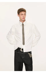 Plaid Tie Patchwork Long Sleeve Shirt
