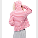 Men's Striped Fur Collar Hoodie