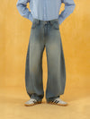 Men's Distressed Blue Wide Leg Jeans