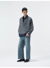 Short Color Block Plaid Cargo Shirt