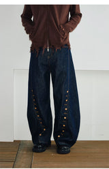 Men's Curved Wide Leg Denim Pants