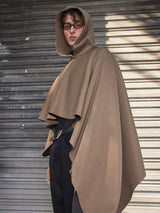 Dark Bat-Sleeve Hooded Cloak Coat