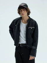 Chained Short Mock Neck Puffer Coat
