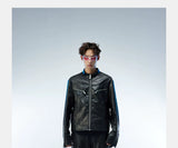 Men's Distressed Cropped Leather Moto Jacket