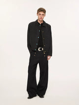 Lyocell Double-breasted Loose Straight Casual Pants