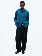 Merino Wool Cashmere Zip Crew Cardigan