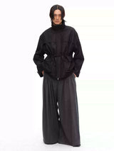 Drawstring High Neck Loose Padded Parka