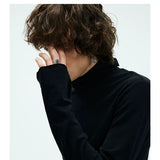 Two-color Fitted Long-sleeve Turtleneck Tee
