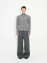 Double Zipper Thick Wool Knitted Jacket