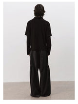 Black Boxy Fit Fake Two-Piece Polo