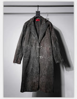 Collared Distressed Tie-dye Denim Coat