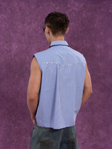 Men's Plaid Striped Patchwork Rivet Vest