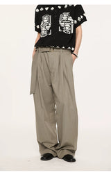 High Waist Wide Leg Belted Pants