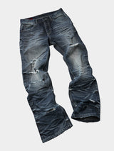 Distressed Red Selvedge Straight Jeans