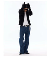 Cotton Ribbed Double Zipper Cardigan