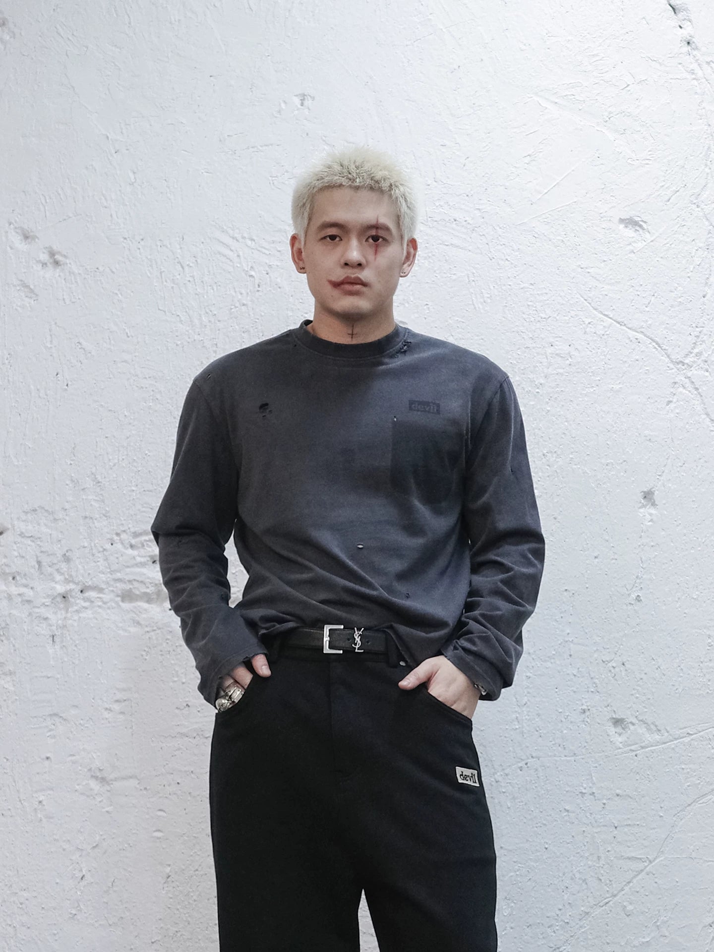 Vintage Printed Pocket Long Sleeve Tee