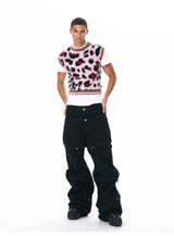 Men's Pink Leopard Print Fuzzy Vest