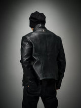 Asymmetric Wild Cowhide Leather Jacket