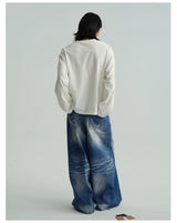 Icy Blue Vintage Coated Baggy Jeans