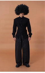 Men's Long-Sleeve Deep-V Cinched Linen Shirts