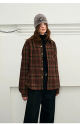 Men's Long-sleeve Plaid Wool Blend Shirt