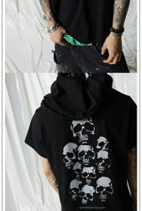 Black Skull Print Pocket Tee