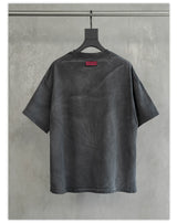 Loose Washed Dark Gray Printed Tee