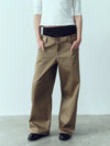 Colorblock Khaki Wide Leg Pants