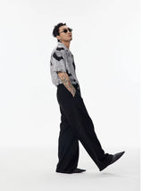 Sketch Print Hawaiian Cuban Collar Shirt