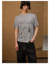 Couple Print Fitted Wool Blend Tee