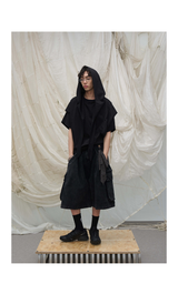 Detachable Hood Short-Sleeve Ring Cut Tees