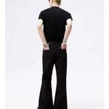 Black Straight Flared Casual Pants