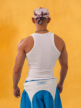 Red White Button Slit Sports Vest