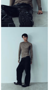 Wrinkled Slim Fit Long Sleeve Top