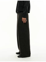 Pleated Wide Leg Wool Blend Pants