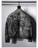 Dark Skeleton Embroidery Boxy Coat