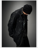 Dark Waxed Oversized Denim Shirt Jacket