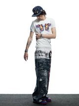Skull Print Slim Ribbed Tee