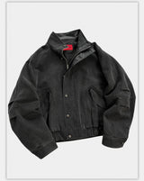 Loose Stand Collar Washed Canvas Coat